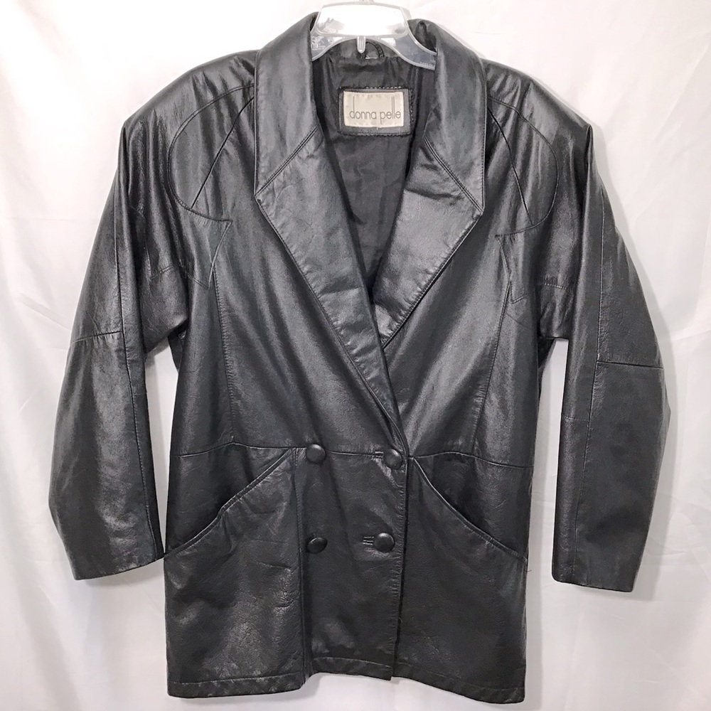 Vintage Donna Pelle Jacket Black Leather Size Small